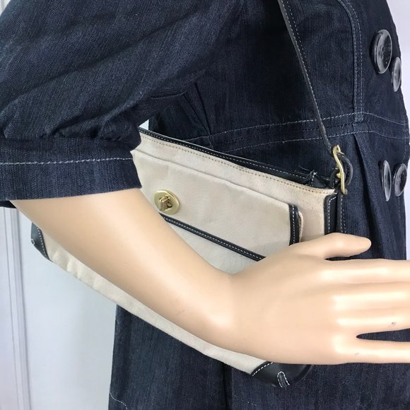 COACH Tan Black Fabric Shoulder Bag - Picture 6 of 10